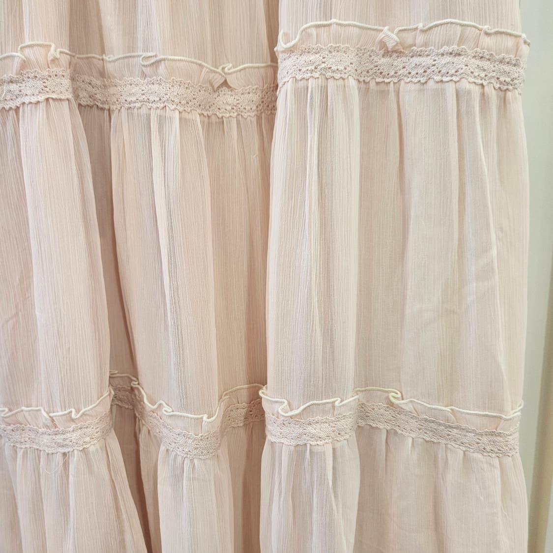 콜자(COLZA) 핑크 스모크 캉캉 레이스 롱 원피스 상품이미지7