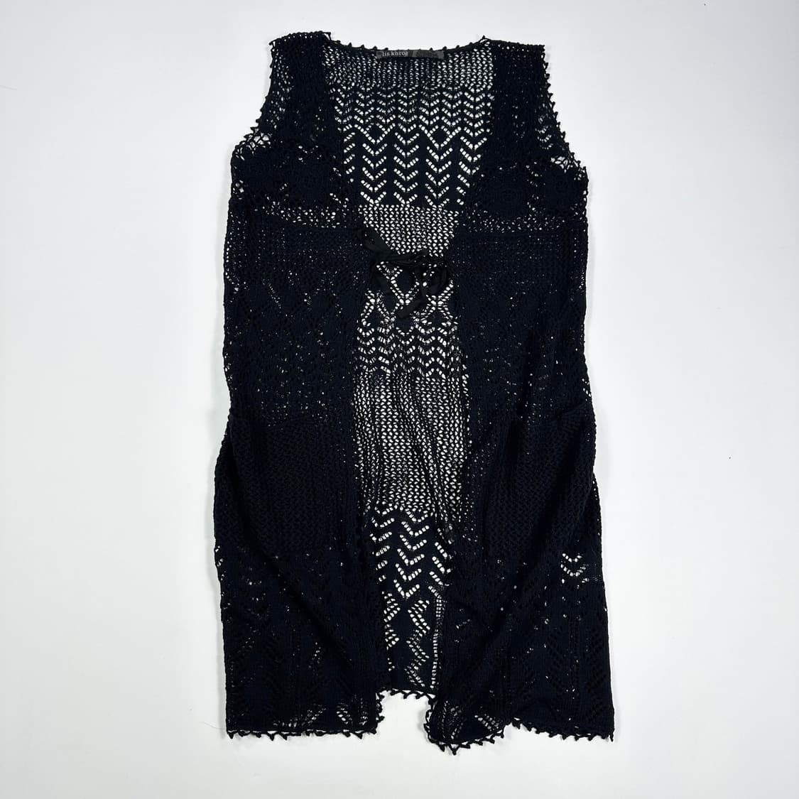 JPN 재팬빈티지 여성 롱 그물 니트 조끼 블랙 여성M 상품이미지1