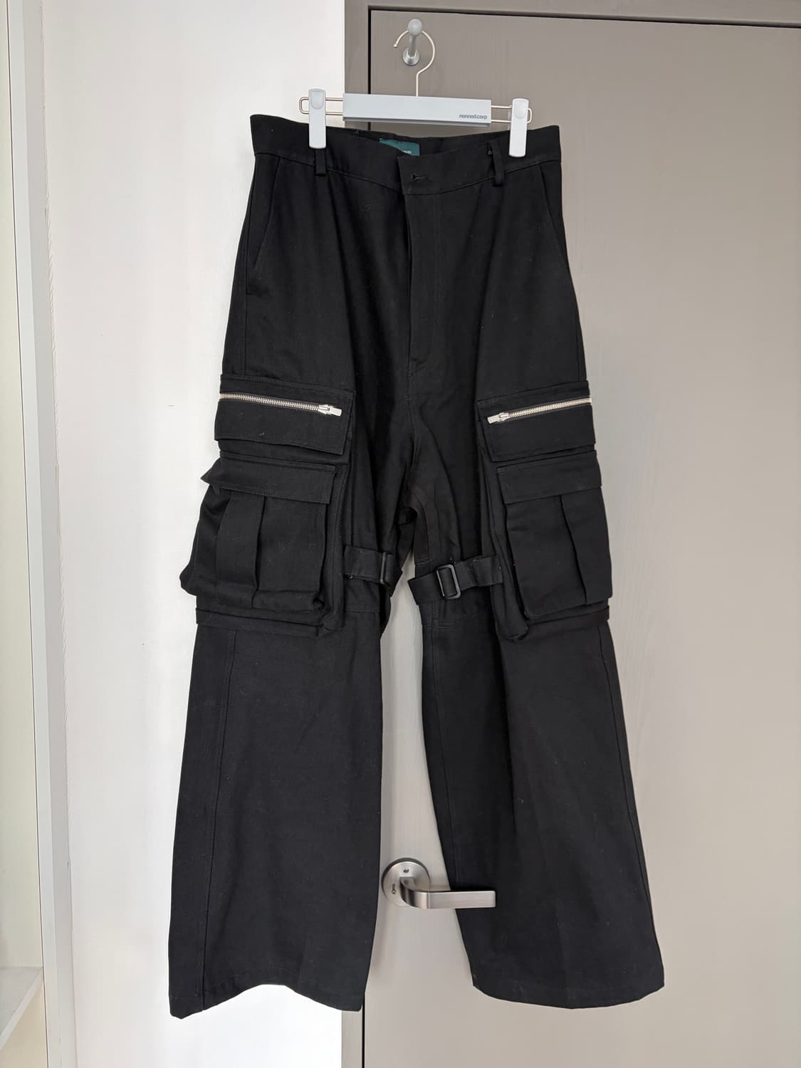 [1] 언더마이카 본디지 기믹 빅 더블 카고팬츠 블랙 상품이미지3