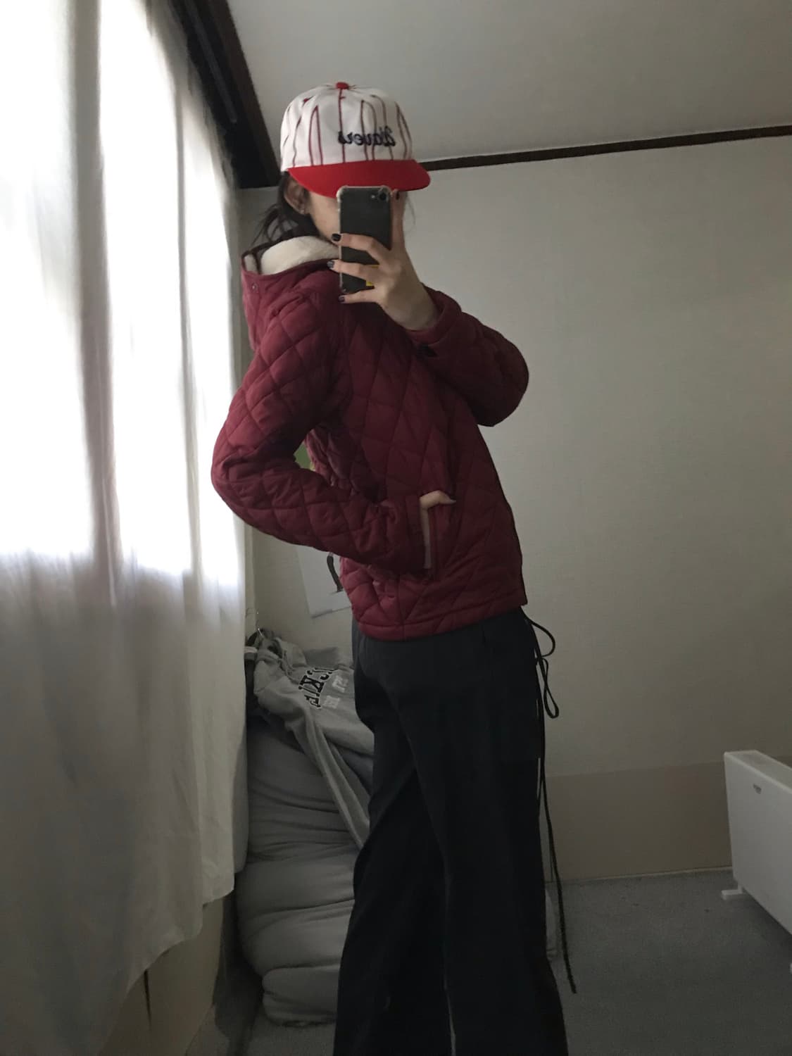 노페 레드 후드패딩 상품이미지5