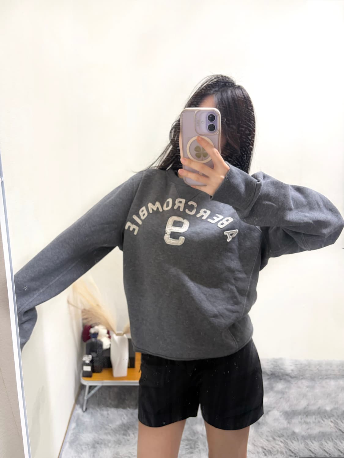 아베크롬비 y2k 그레이 기모 맨투맨(s) 상품이미지1