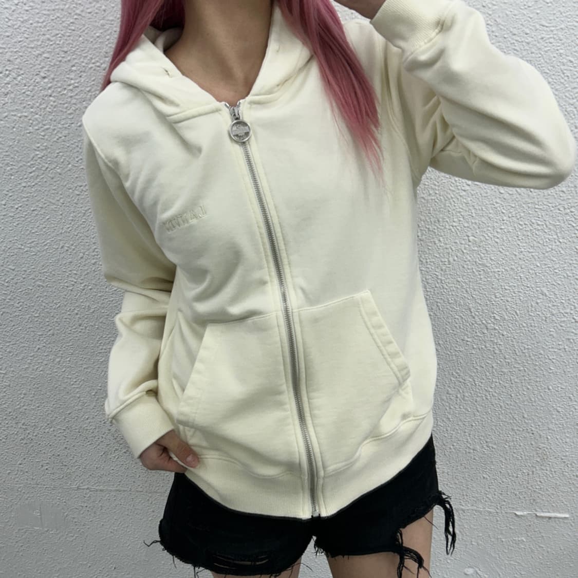 랑방 하트 로고 아이보리 후드집업 상품이미지1