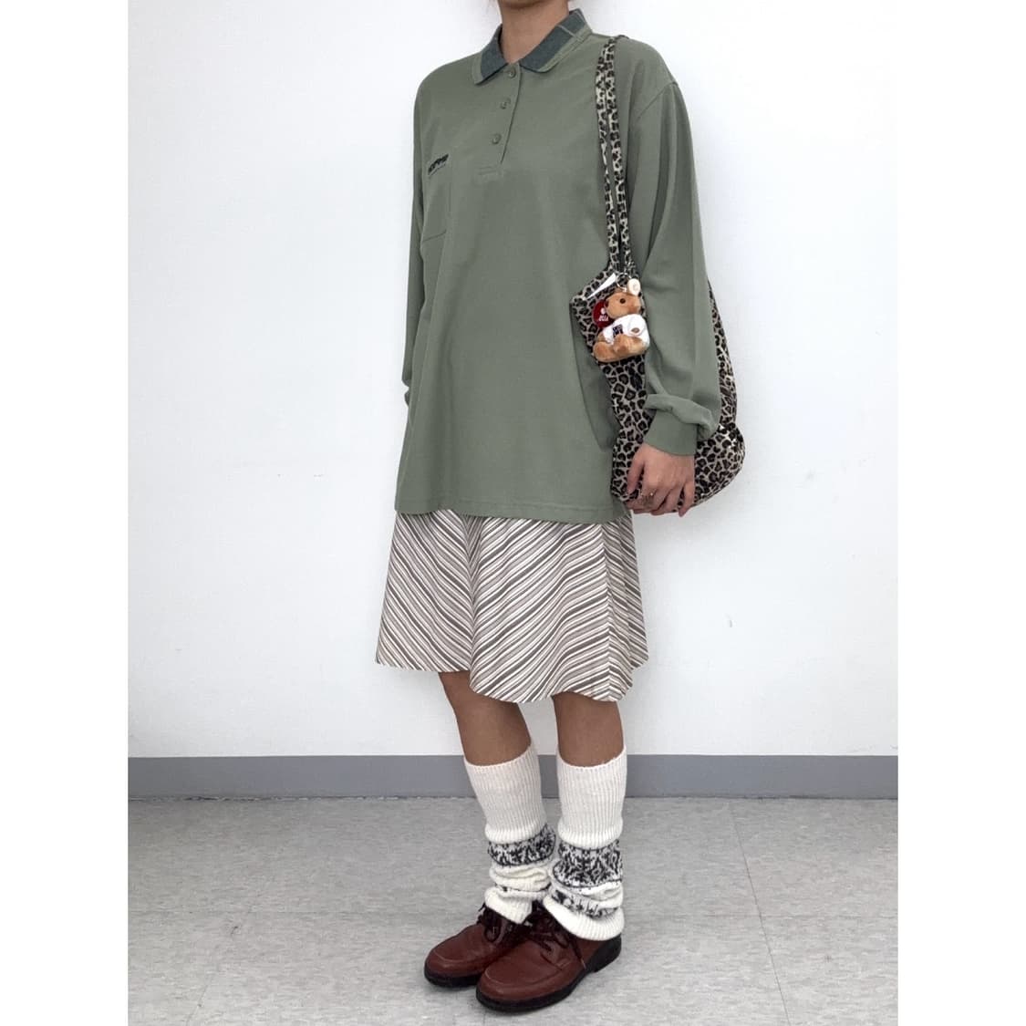 빈티지 올리브 폴로셔츠 롱슬리브 상품이미지3