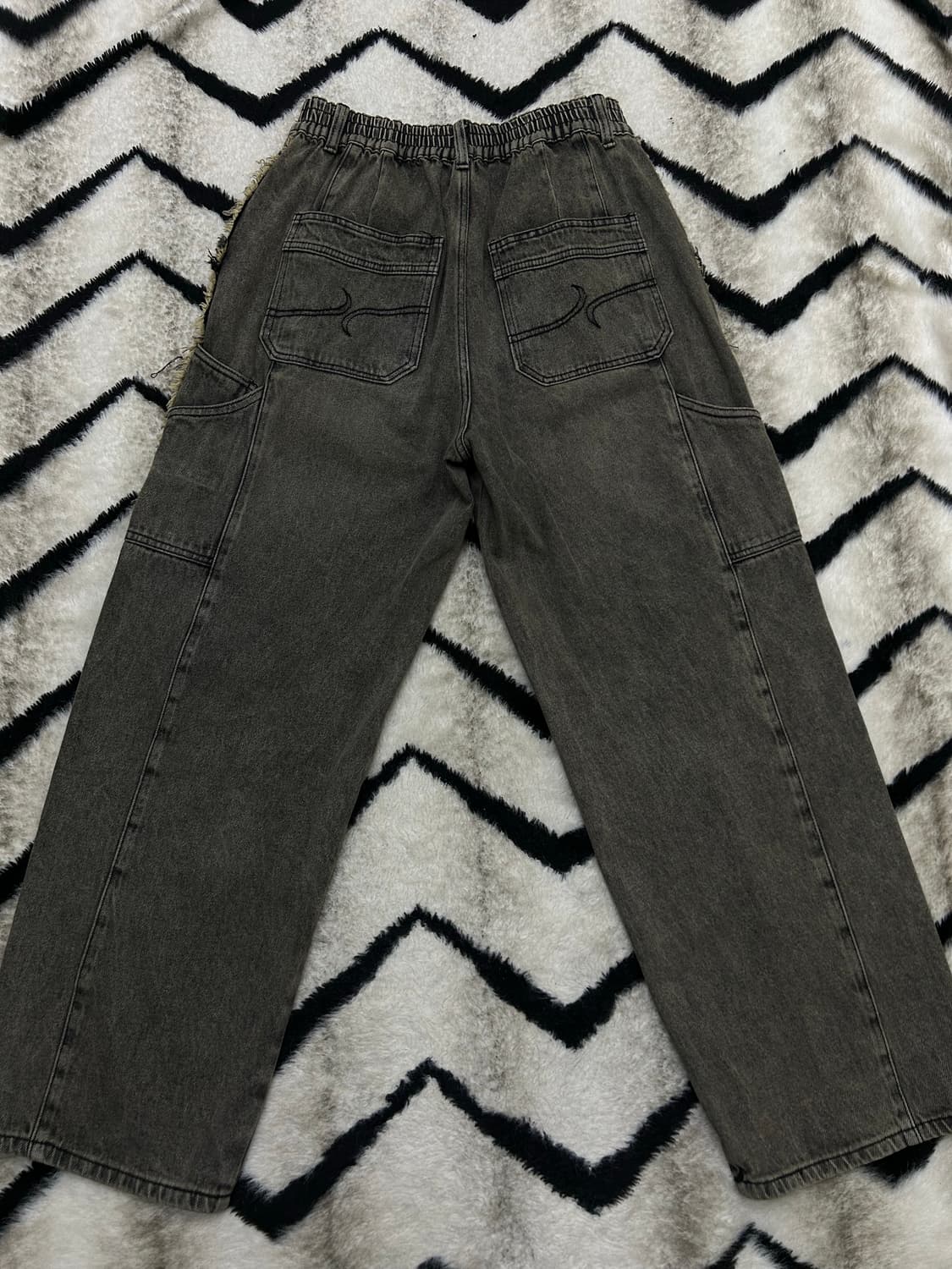 [M]엑스톤즈 와이드 워싱 밴딩데님 팬츠/빈티지그레이 상품이미지2