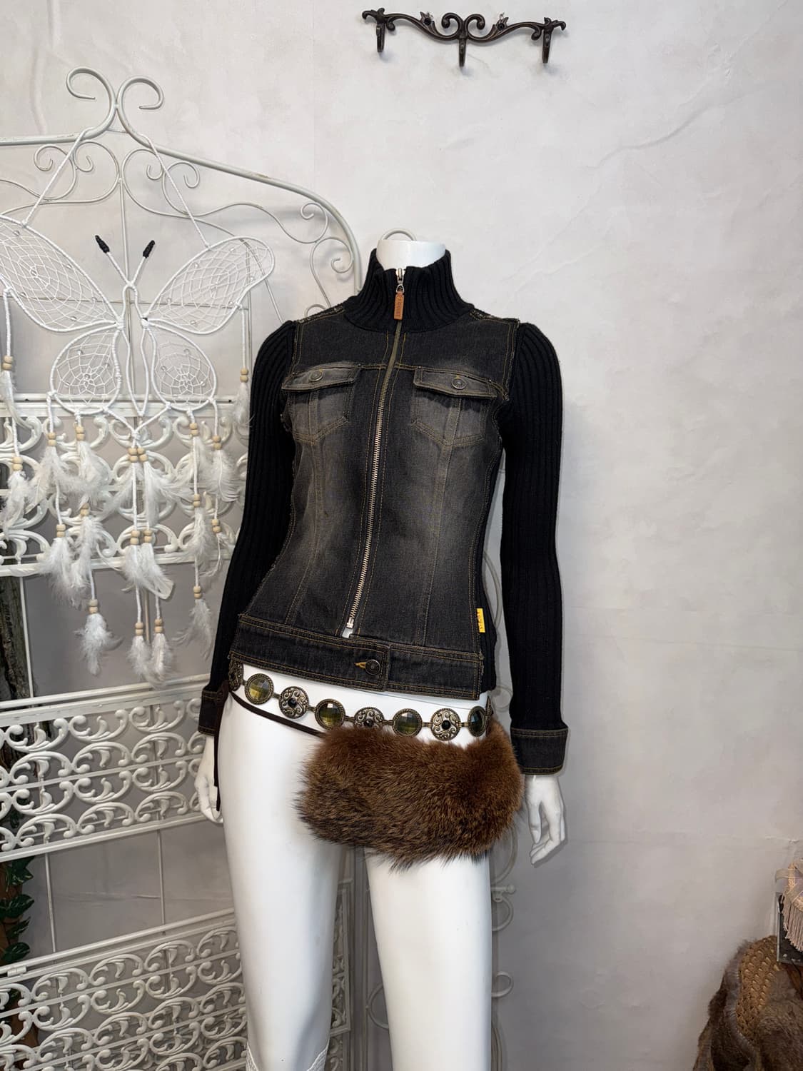 Egoist washing black denim knit zipup  상품이미지6