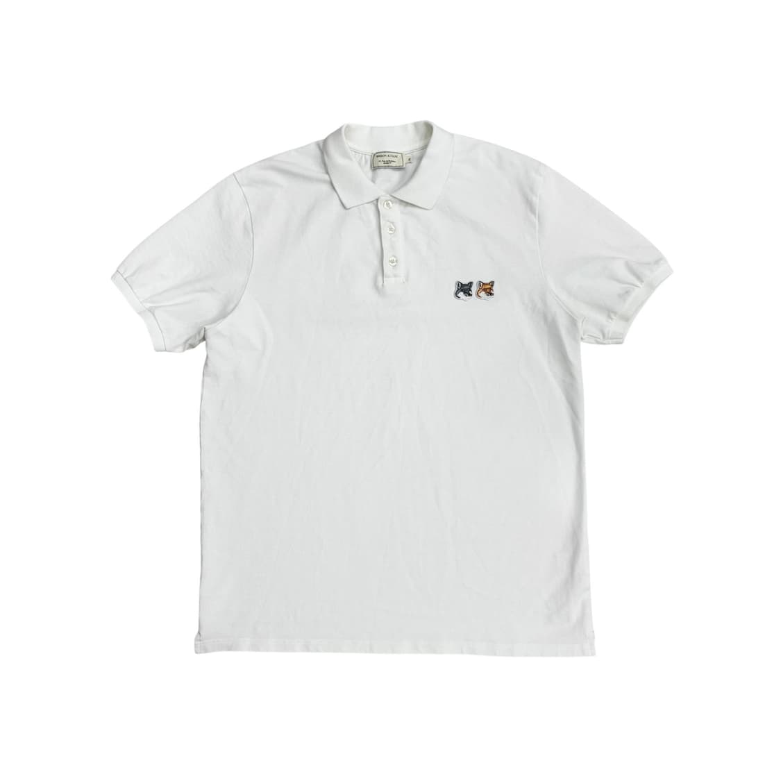 메종키츠네 더블 폭스 화이트 반팔 카라티 (XL) 상품이미지1