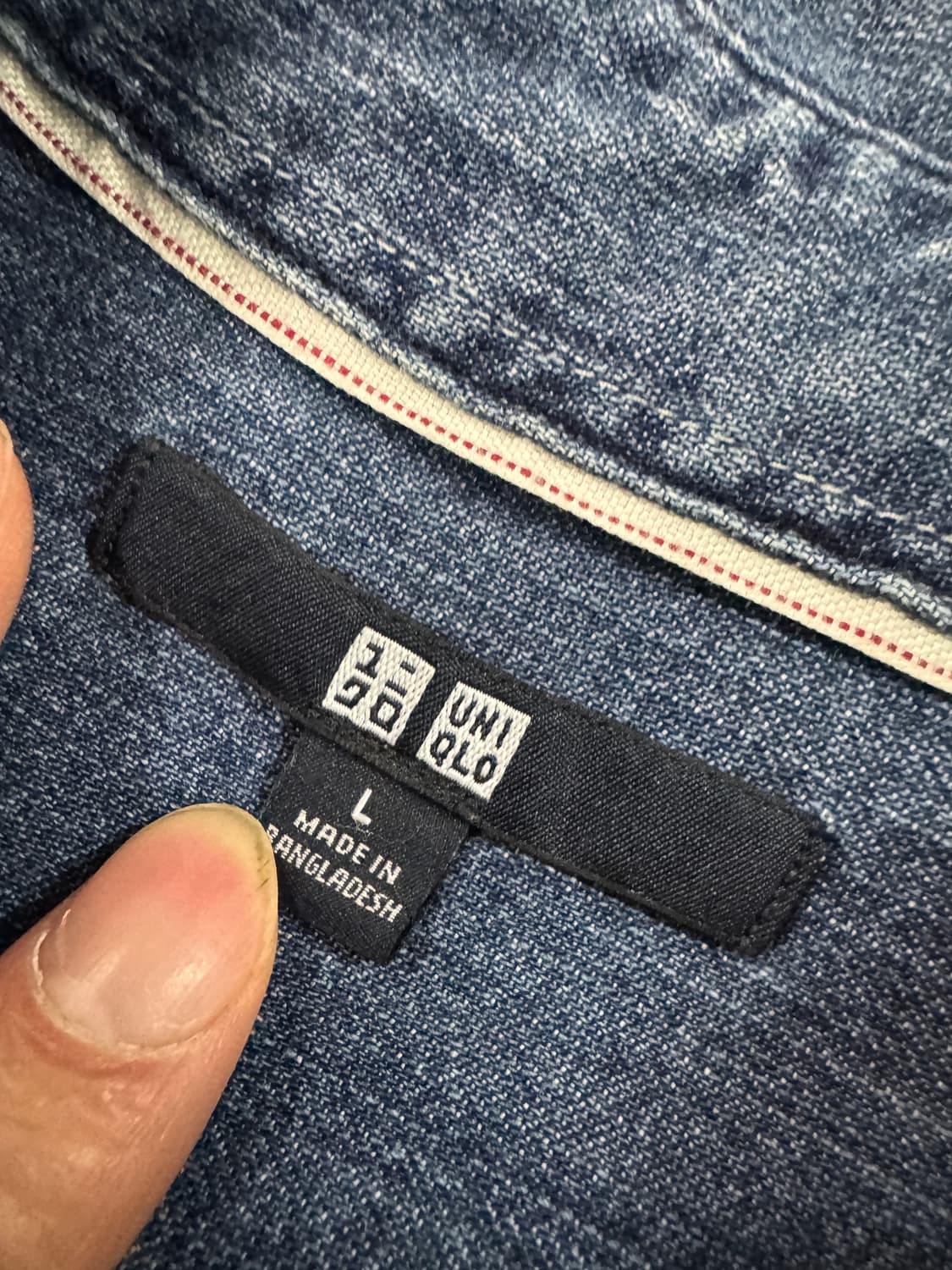 유니클로 빈티지 워싱 투 포켓 데님셔츠 L 상품이미지3