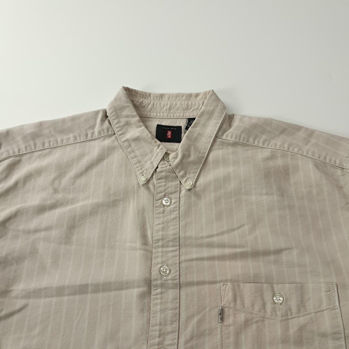 CK196 XL 리바이스 90s 화이트탭 베이지 스트라이프 셔츠 남방 상품이미지2