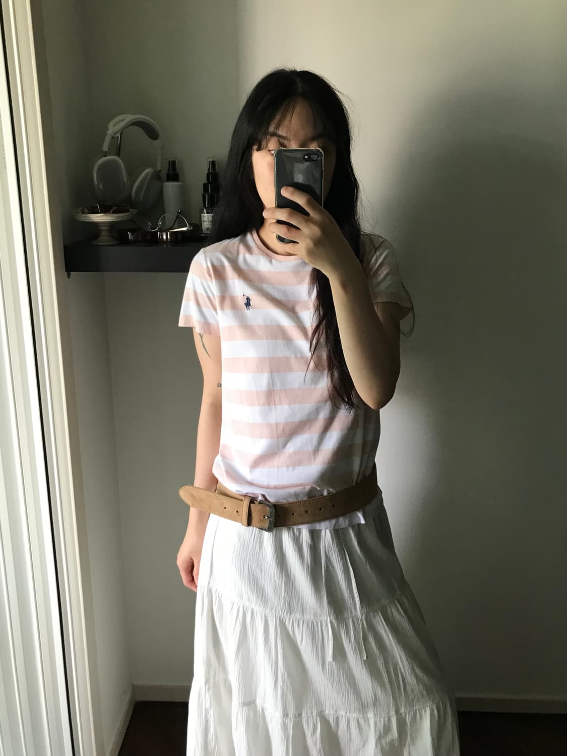 폴로 랄프로렌 포니 로고 핑크 스트라이프 반팔티 상품이미지2