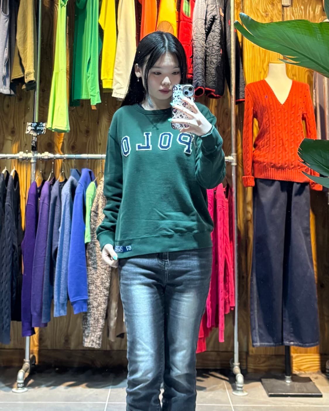 S 폴로랄프로렌 POLO 패치 딥그린 맨투맨 상품이미지1