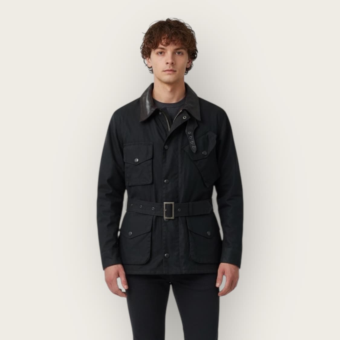 S/ 바버X데우스 유니온젝 왁스 레더 자켓 상품이미지1