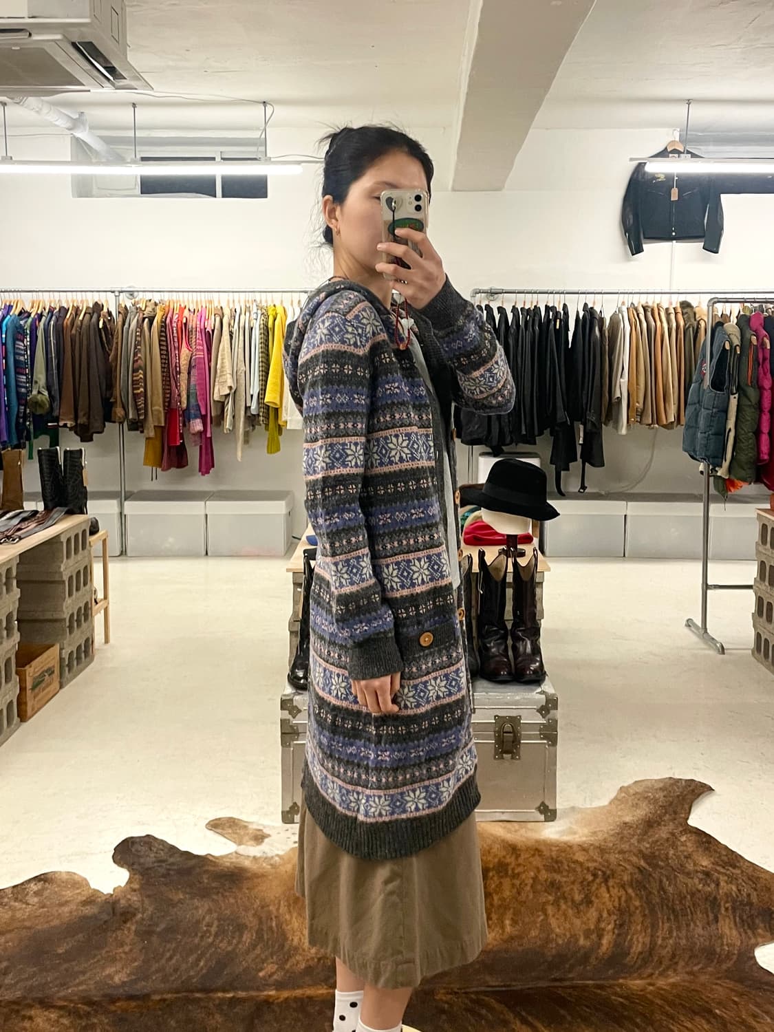 BEAMS fair isle hood cardigan 빔즈 후드 가디건 상품이미지6