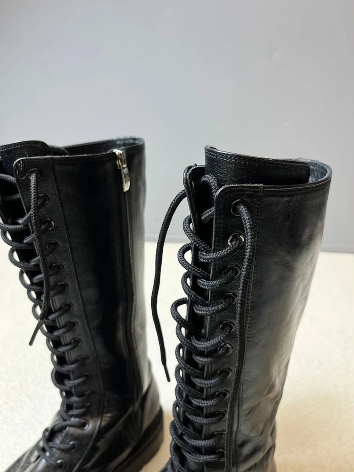 림림 Rim Rim 레이스업 하이 가죽 롱 부츠 A1792 상품이미지4