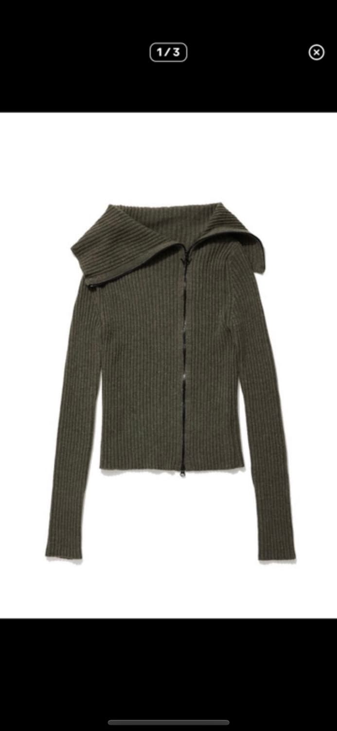 오픈와이와이 터틀넥 니트집업 카키 사이즈1 상품이미지3