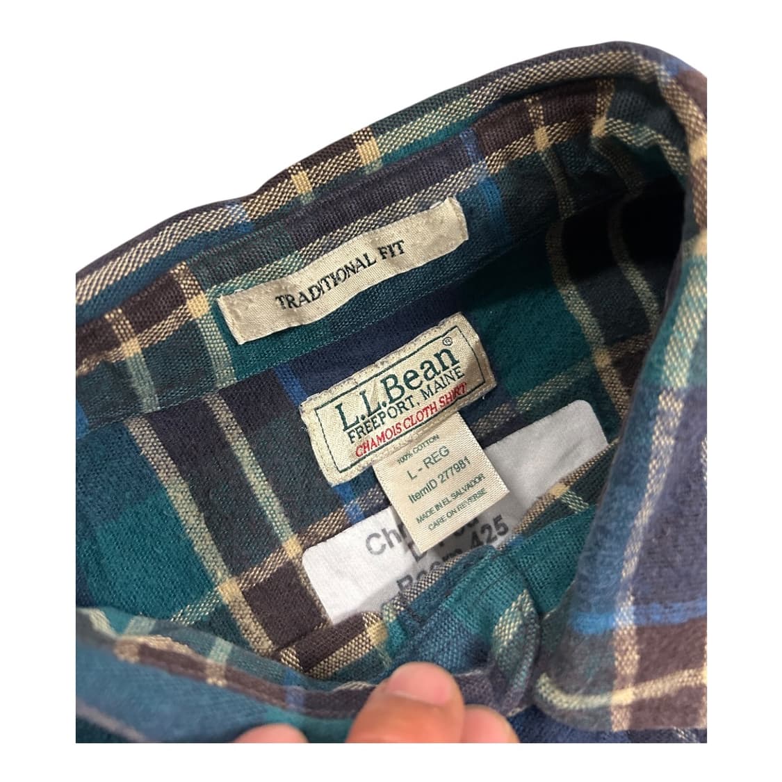 L) 엘엘빈 L.L.Bean 그린 플란넬 샤모아 체크 셔츠남방 상품이미지2
