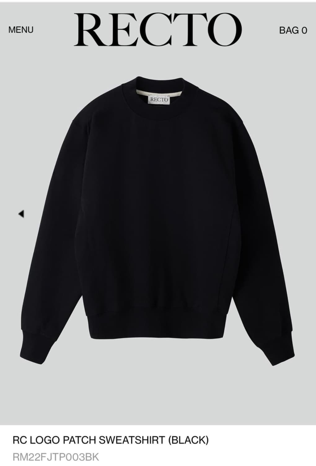 렉토 로고 패치 스웻 맨투맨 L 사이즈 상품이미지1
