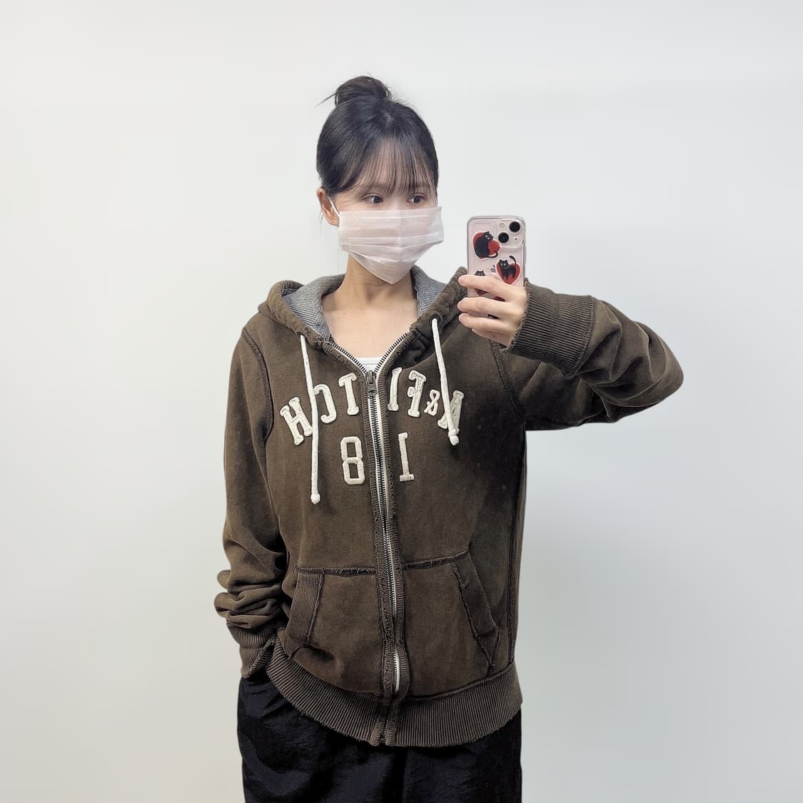 아베크롬비 아치 로고 후드집업 빈티지브라운 상품이미지1