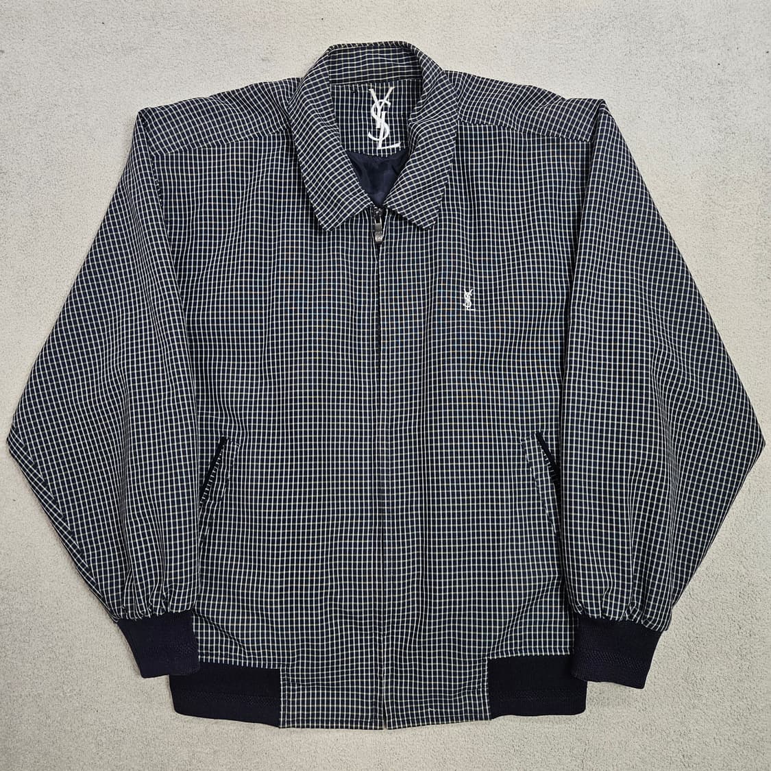 90s 입생로랑 체크 블루종 상품이미지1