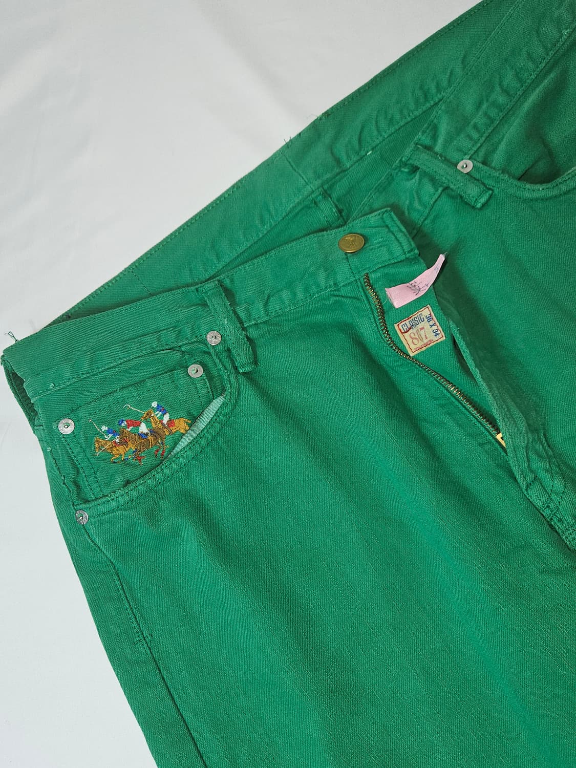 00s 폴로 랄프로렌 USA 그린진 데님 코튼팬츠 켄터키더비 빈티지 희귀 상품이미지1