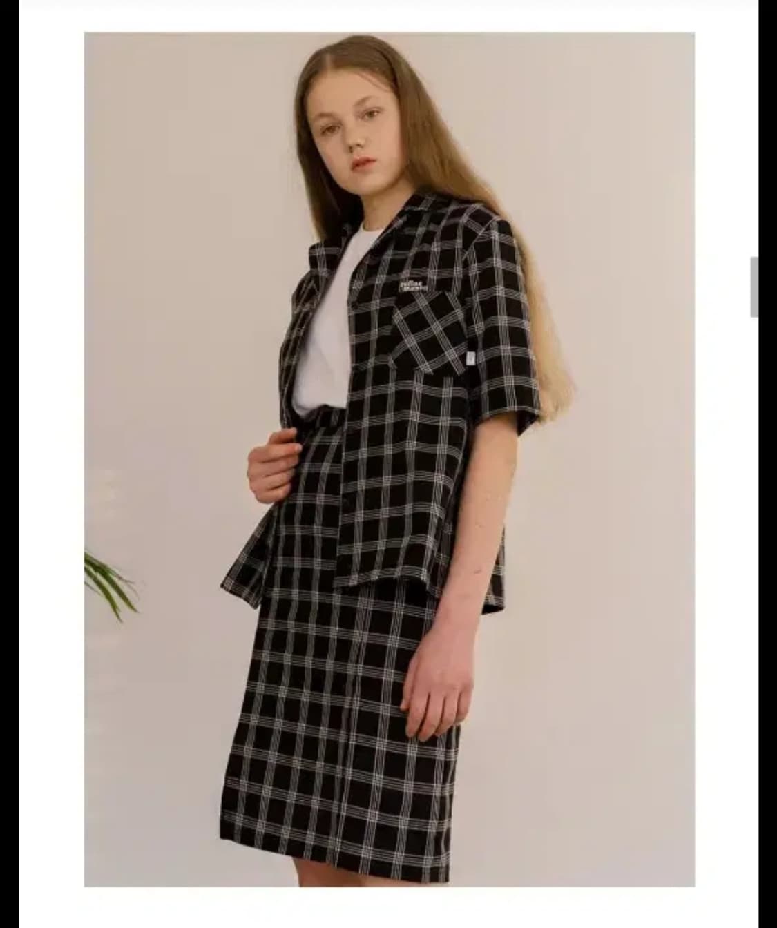 매치글로브 체크 투피스 스커트 셔츠 세트 상품이미지2