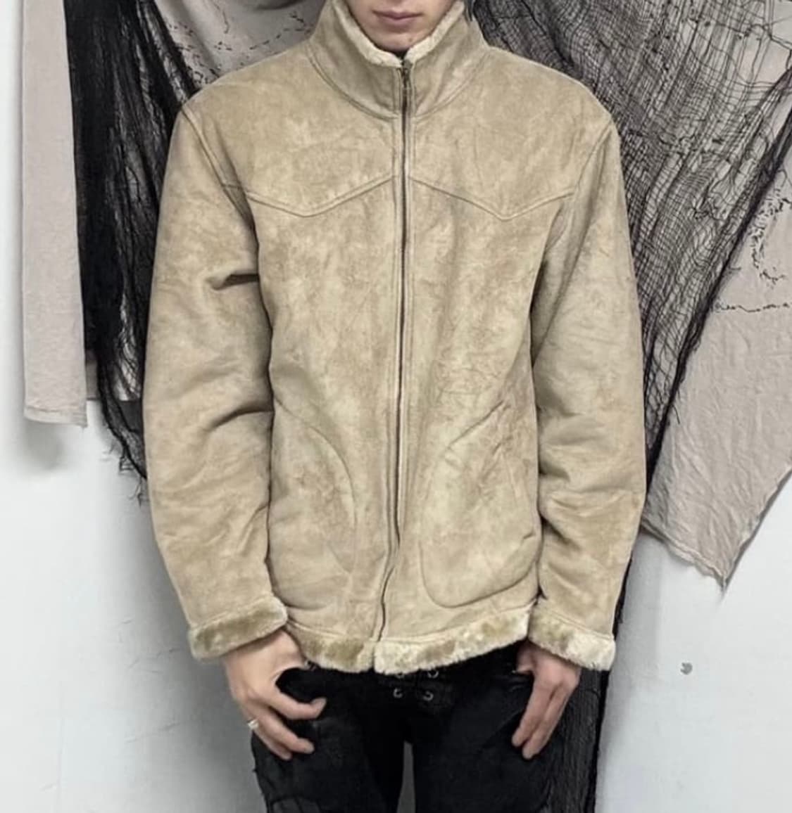 베이지 퍼 무스탕 상품이미지1