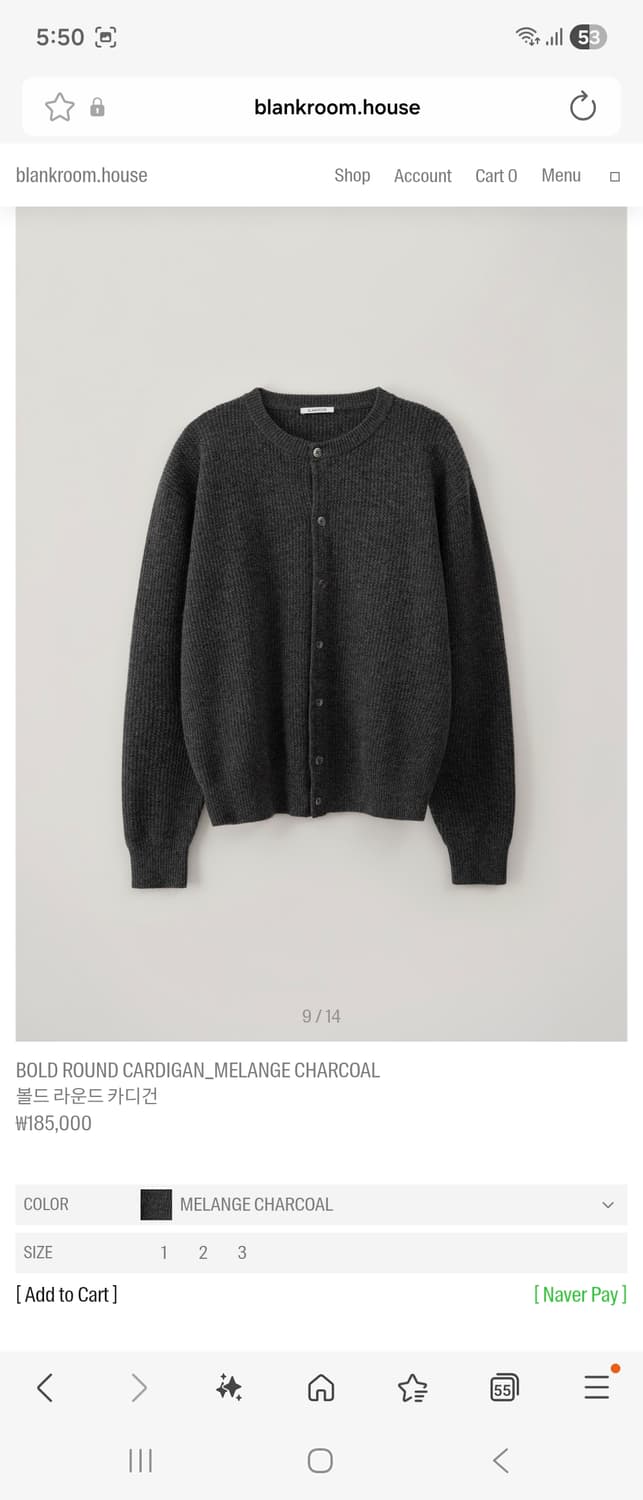 블랭크룸 볼드 라운드 가디건 멜란지차콜 2 상품이미지1