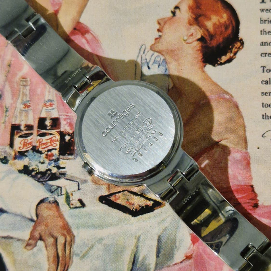 90s 꾸레쥬 스페이지 에이지 핑크 손목시계 상품이미지9