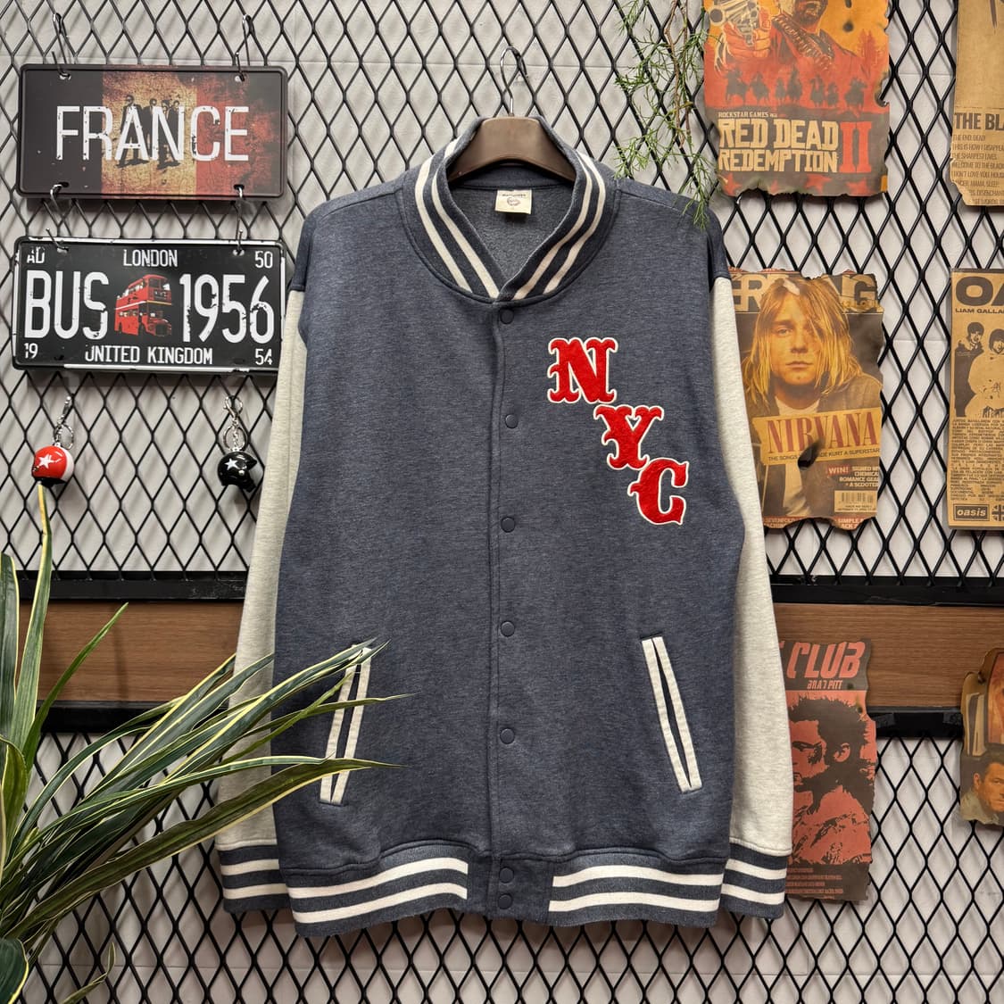 JPN VINTAGE 바시티 자켓 전면 NYC 자수 로고 포인트 네이비 상품이미지1