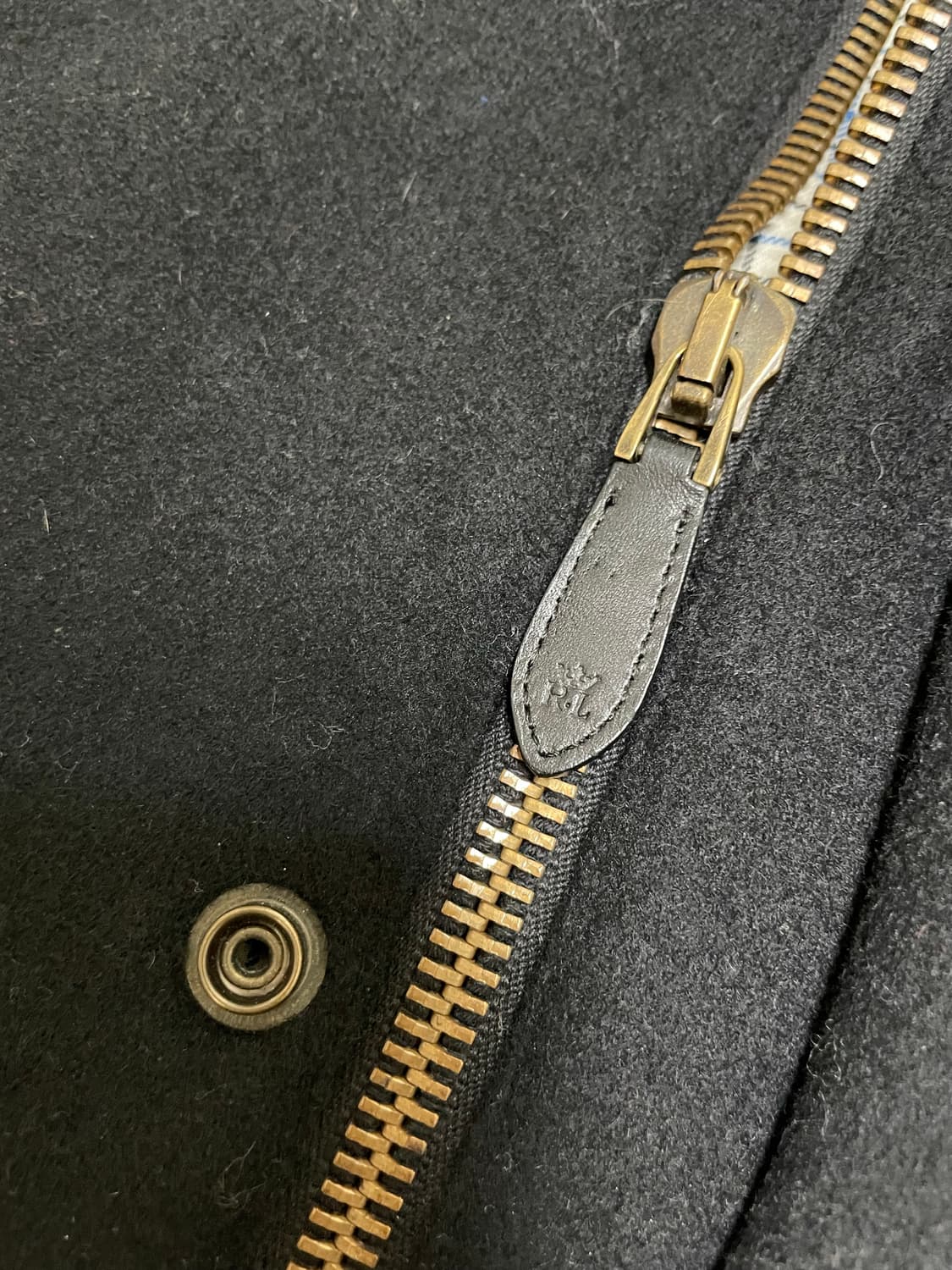 빈티지 폴로 랄프로렌 레더 트림 비조 발마칸 울 코트 상품이미지6