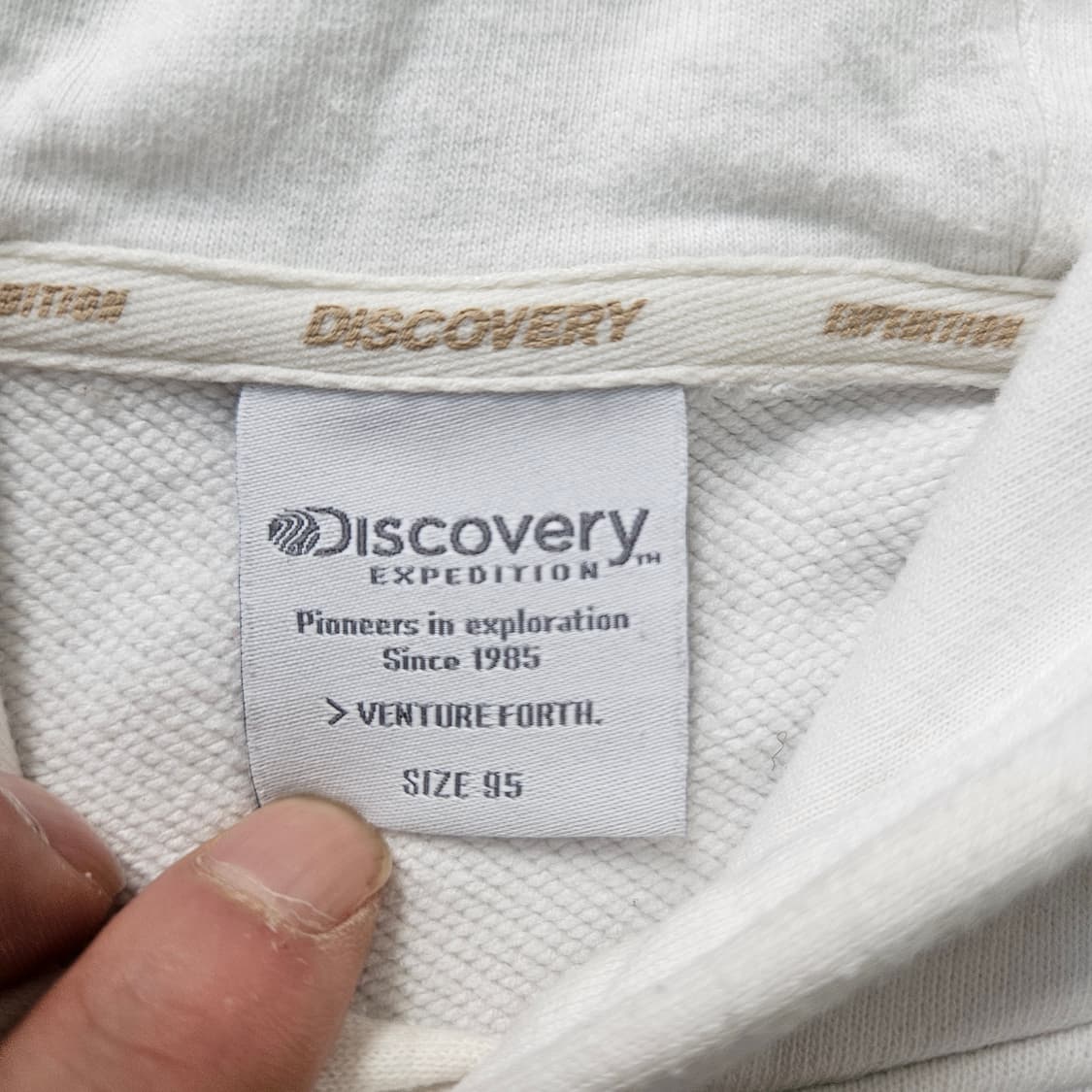 95 디스커버리 화이트 빅 로고 후드티 0310Y 상품이미지3