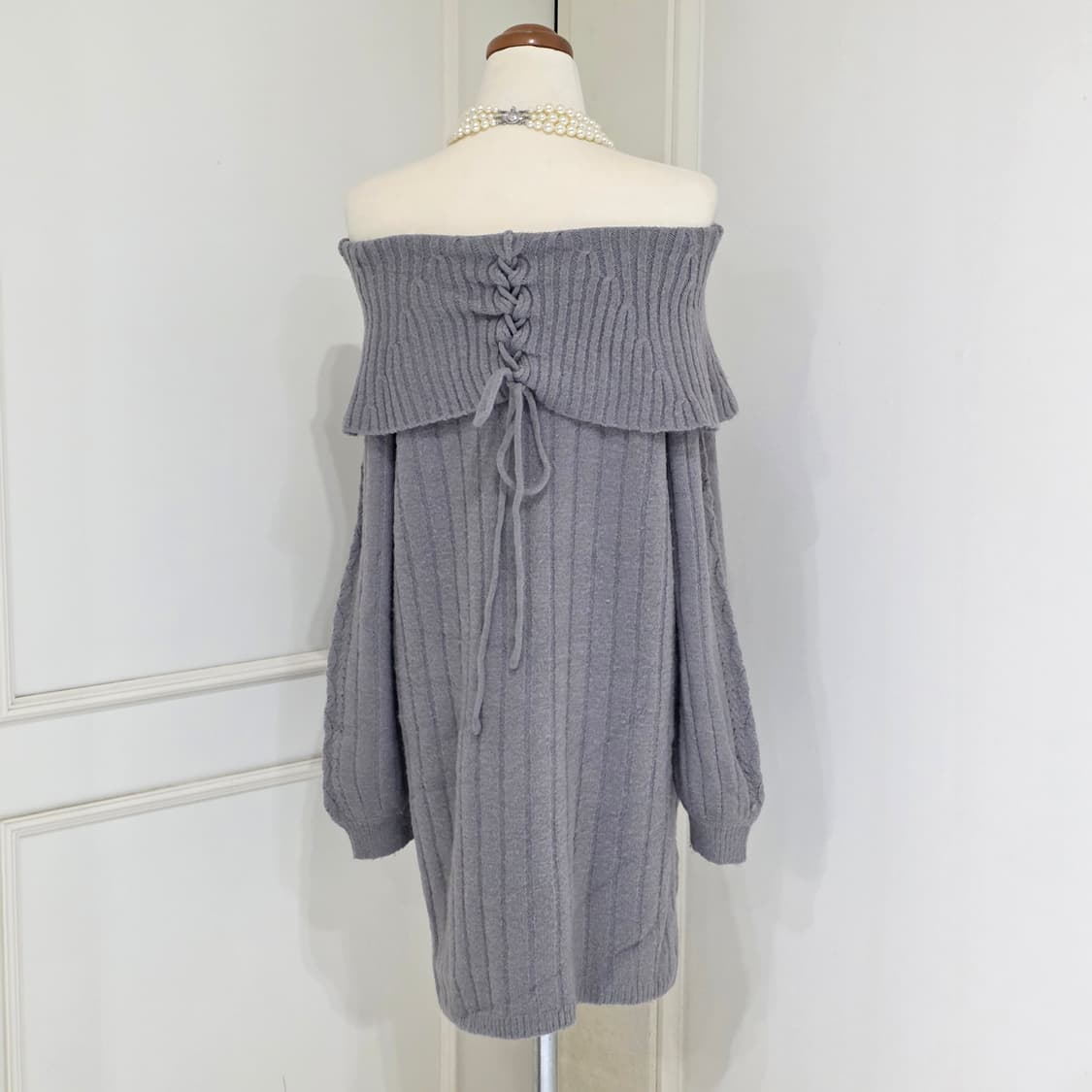 엑시즈팜) 그레이 로맨틱 히메오네라떼갸루st 오프숄더 니트꽈배기 상품이미지2