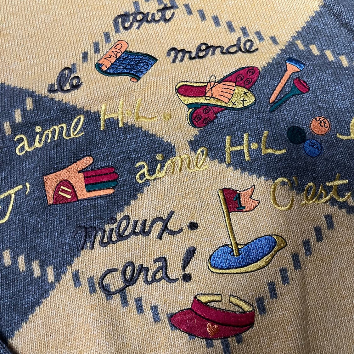 [JPN] 빈티지 재팬 아가일 자수 카라 니트 상품이미지5