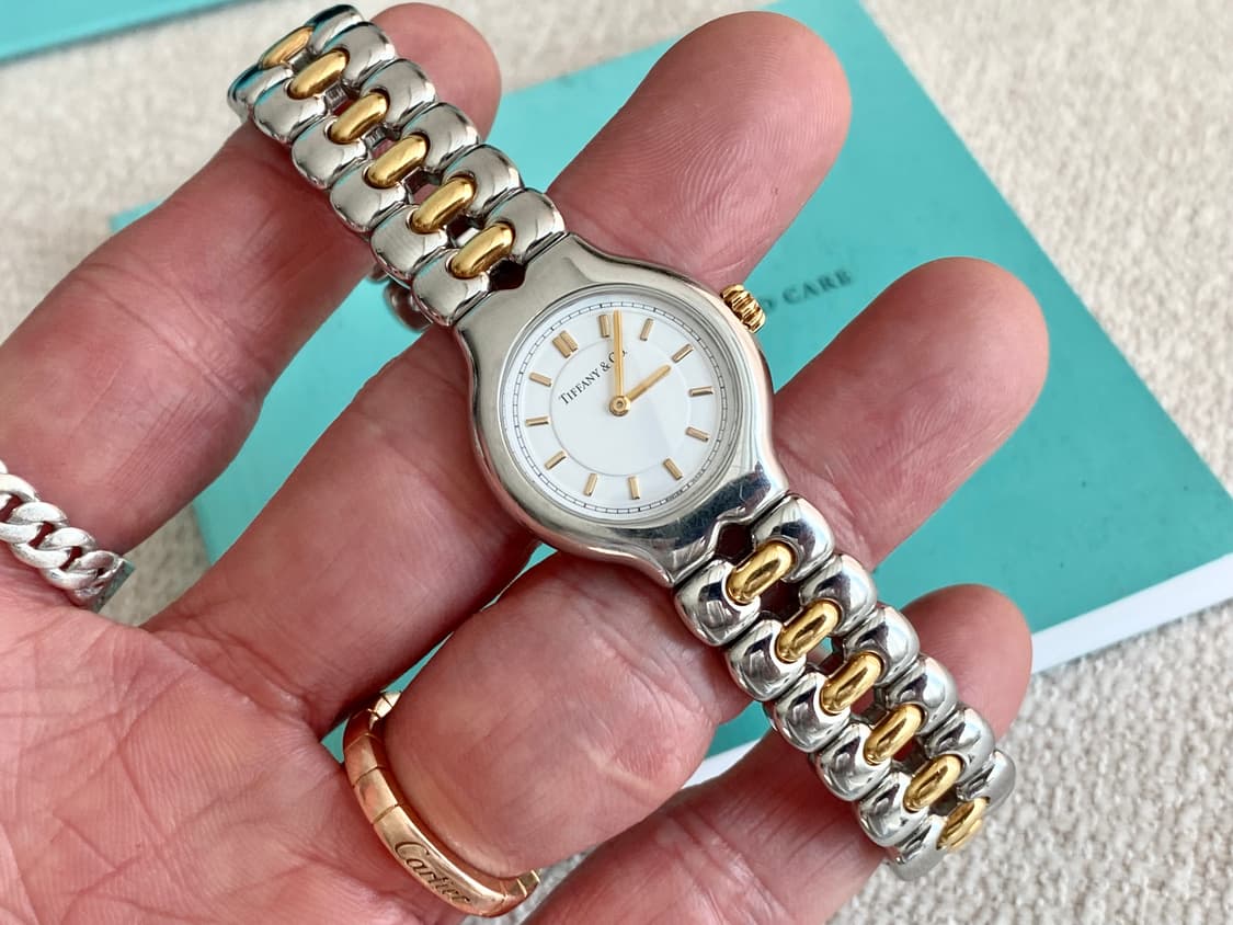 티파니 티솔로 24mm 여성용 스몰 사이즈 18k 콤비 쿼츠 상품이미지3