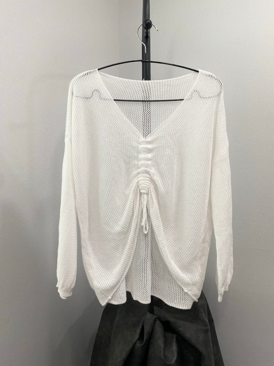 White Rope Knit Ruched Top 상품이미지1