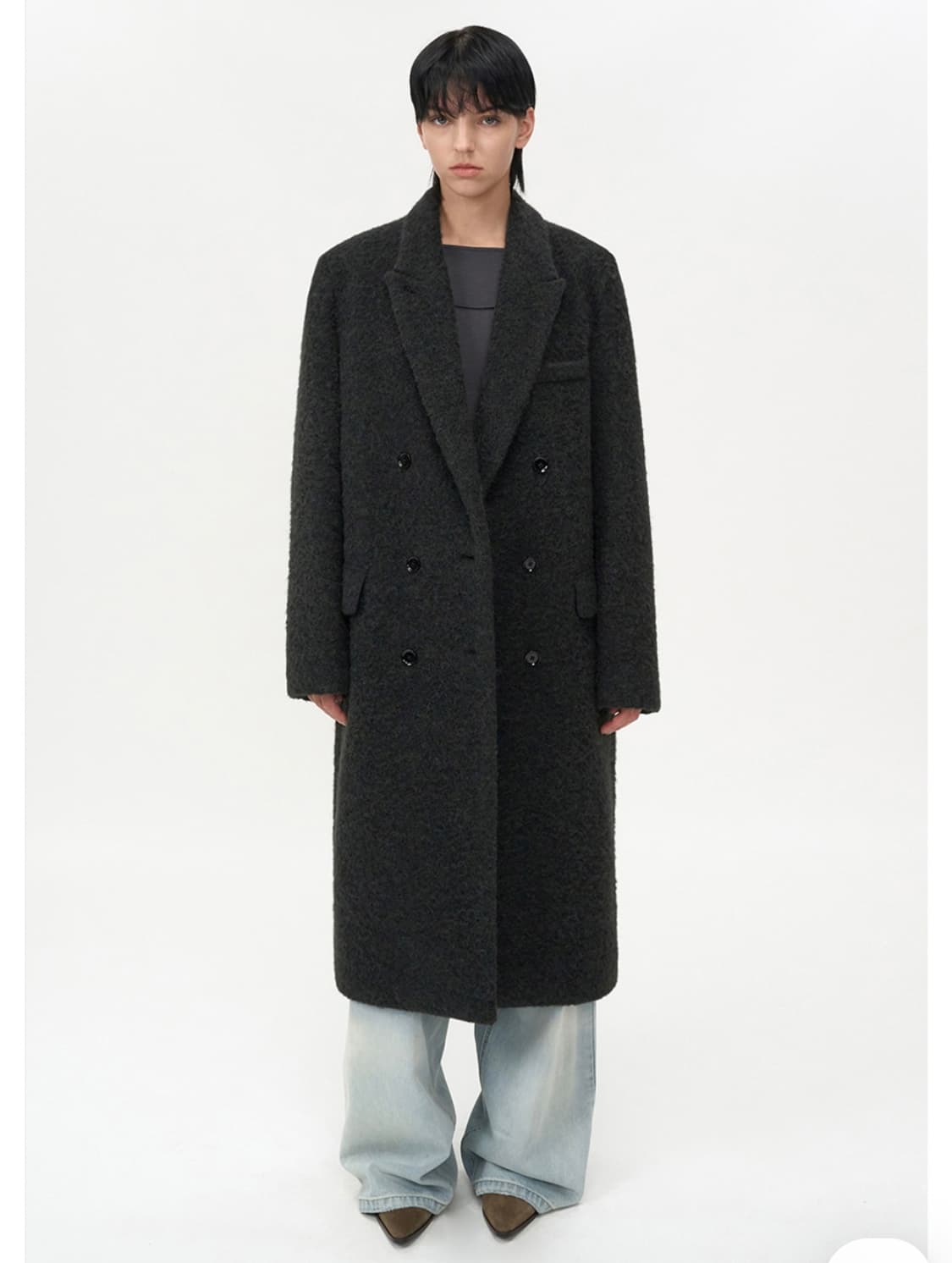 25FW 인사일런스 부클 알파카 헤어 더블 코트 BLACK 상품이미지1