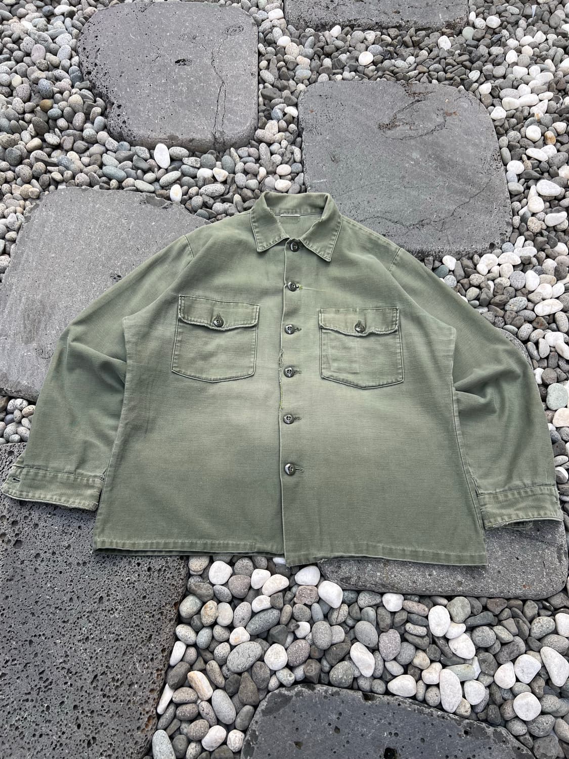 OLD DISTRESSED US ARMY OG-107 밀리터리셔츠자켓 상품이미지1