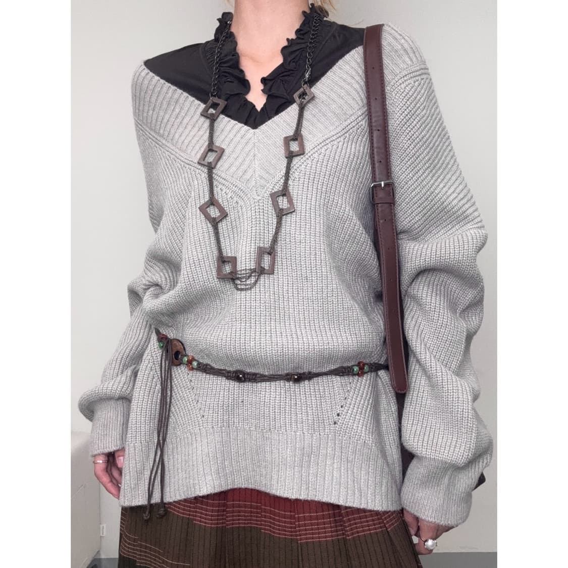 빈티지 그레이 니트 스웨터 상품이미지1