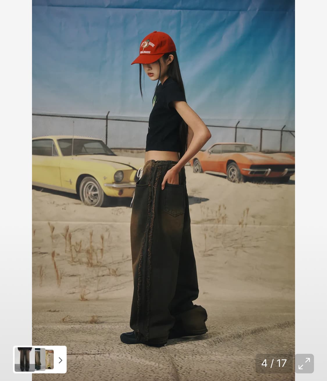 비에스래빗 와이드 데님 팬츠 빈티지 워싱 상품이미지2