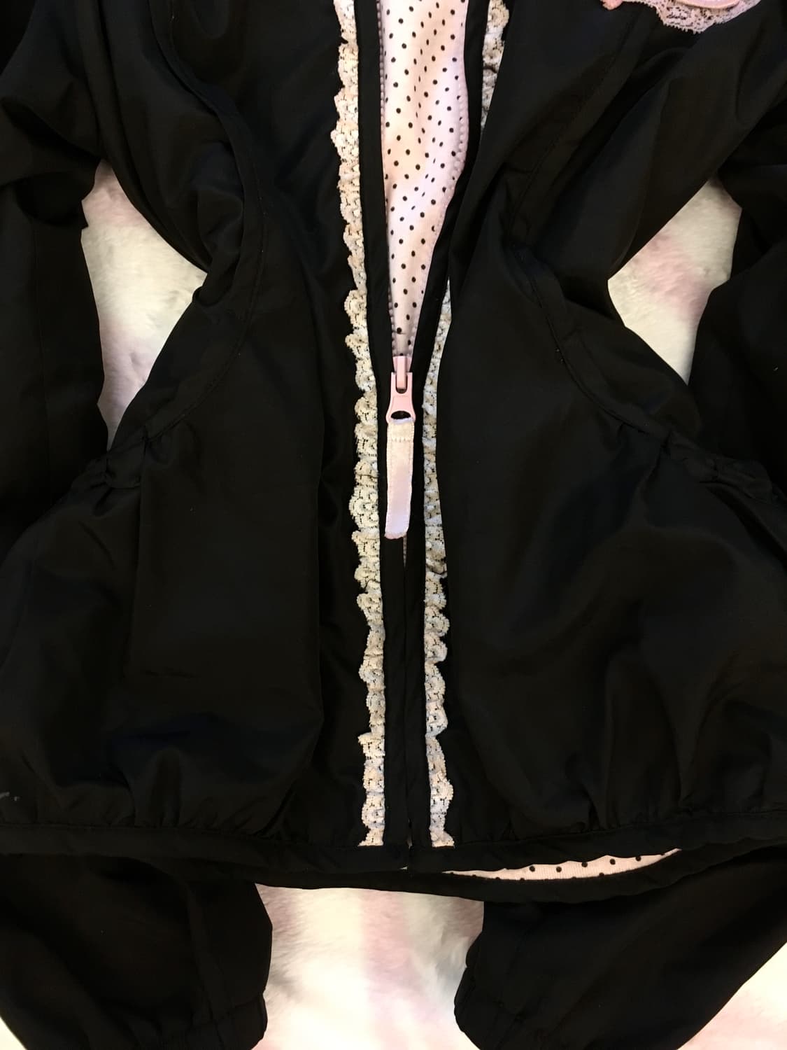 CRT CUTIE 블랙핑크 도트 레이스 바람막이 자켓 히메갸루 조지후쿠 상품이미지3