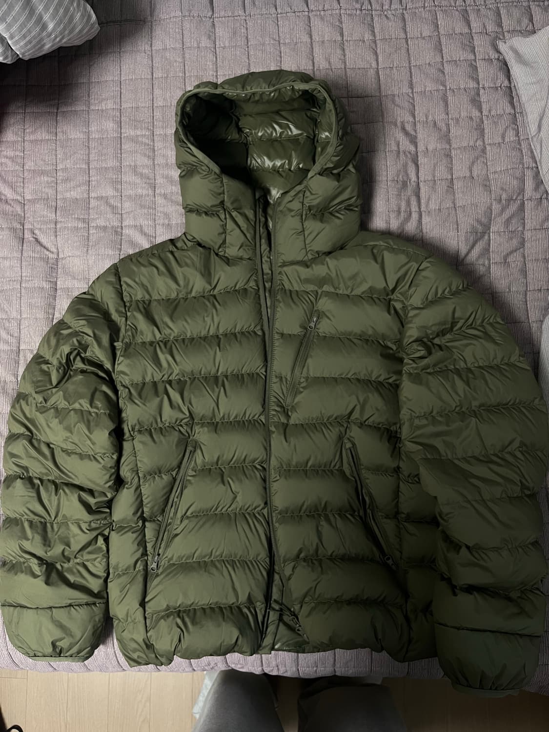 무신사 스탠다드 경량패딩 카키 L 상품이미지3