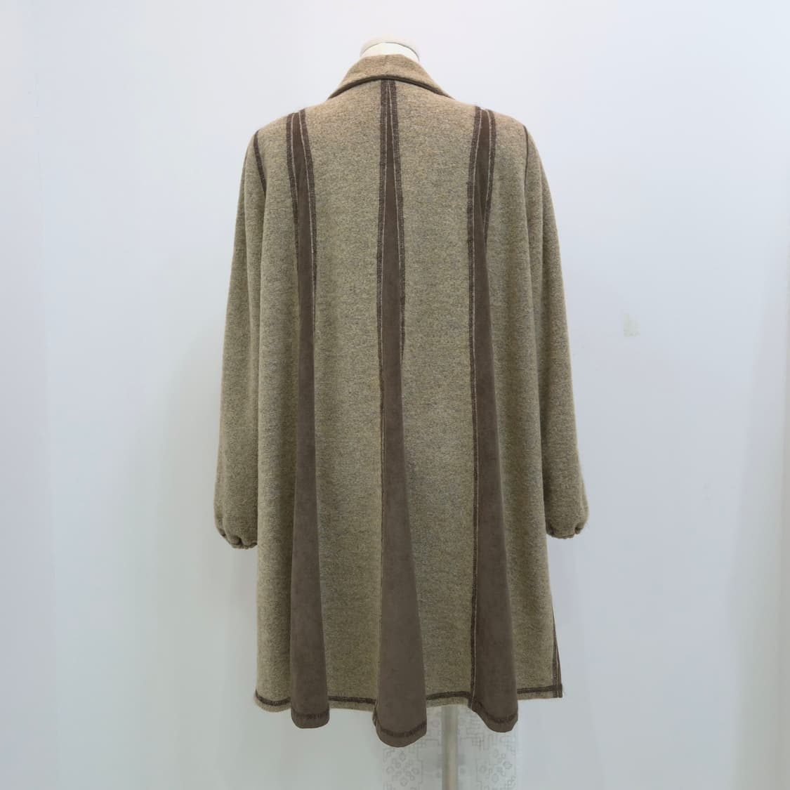 베이지 플레어 빅사이즈 울코트 상품이미지3