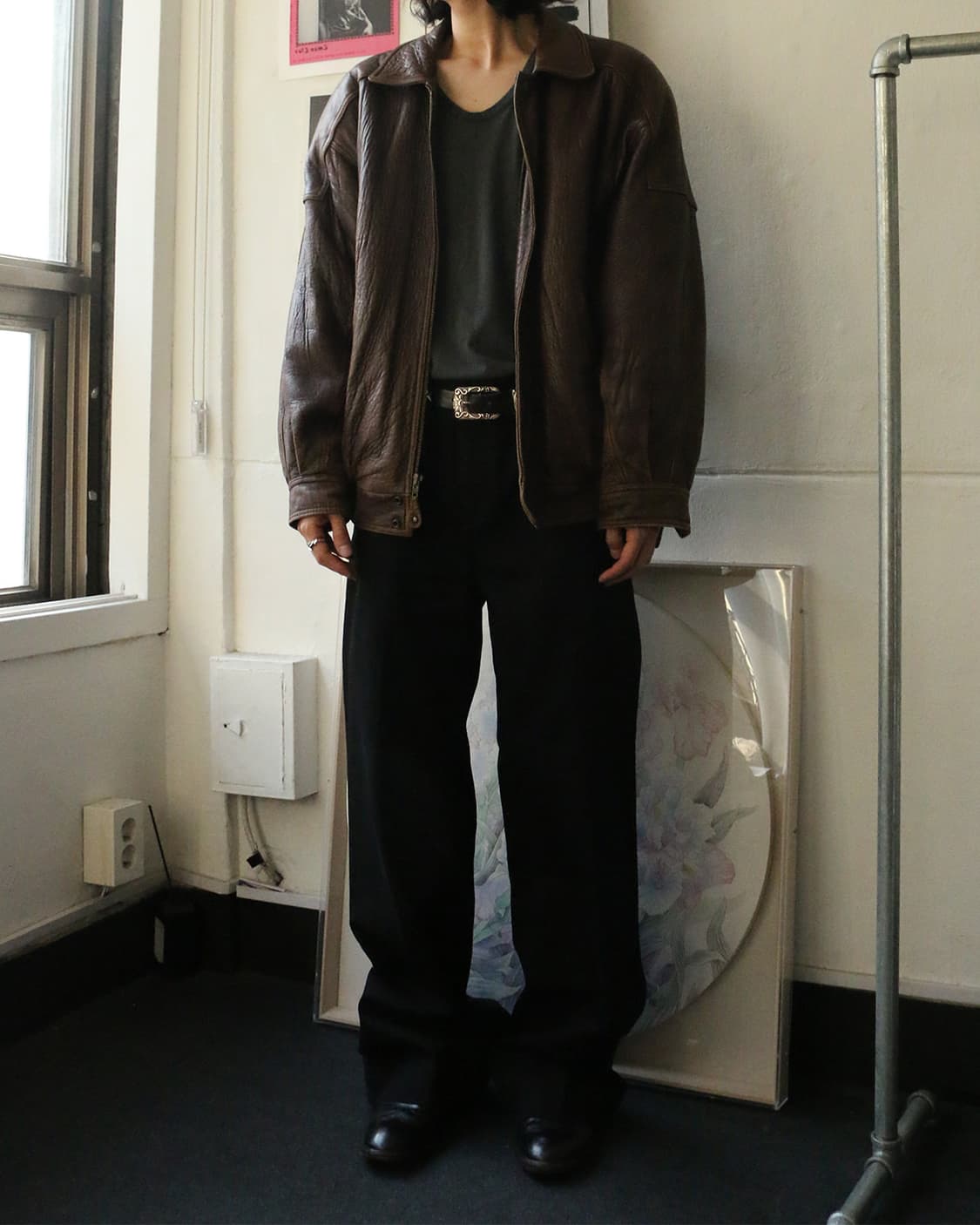 90s 브라운 레더 자켓 상품이미지3