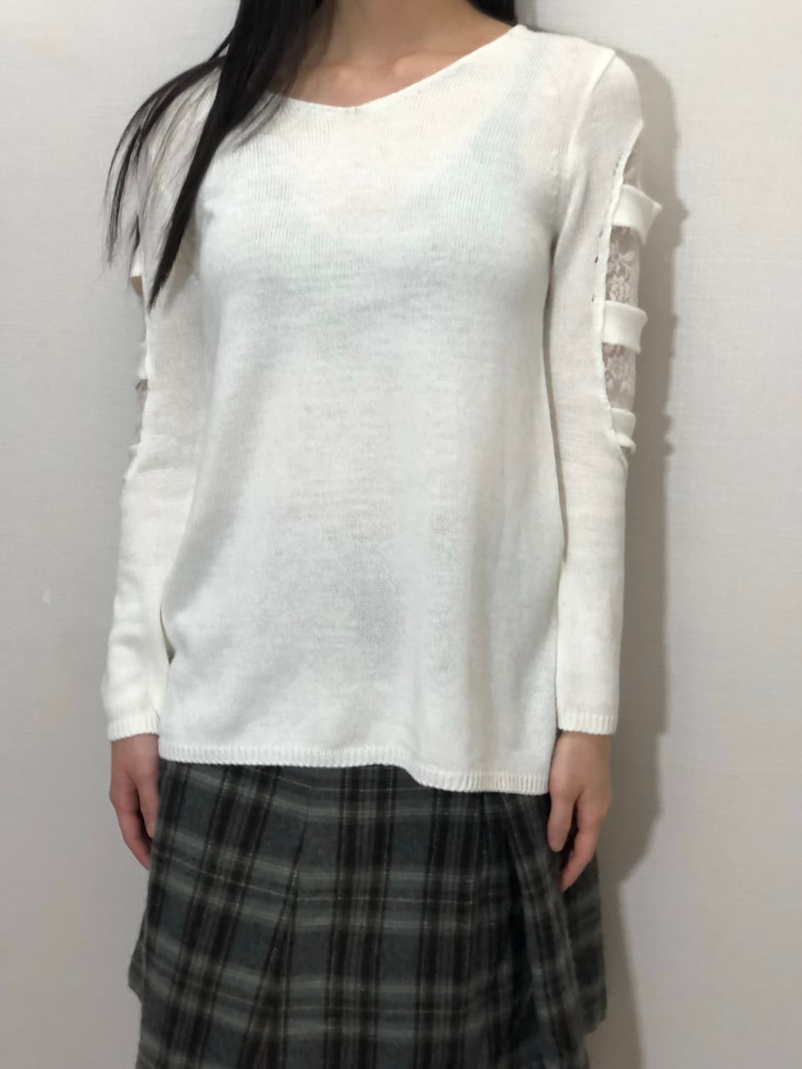 빈티지 화이트 플로럴 레이스 컷아웃 니트 상품이미지3