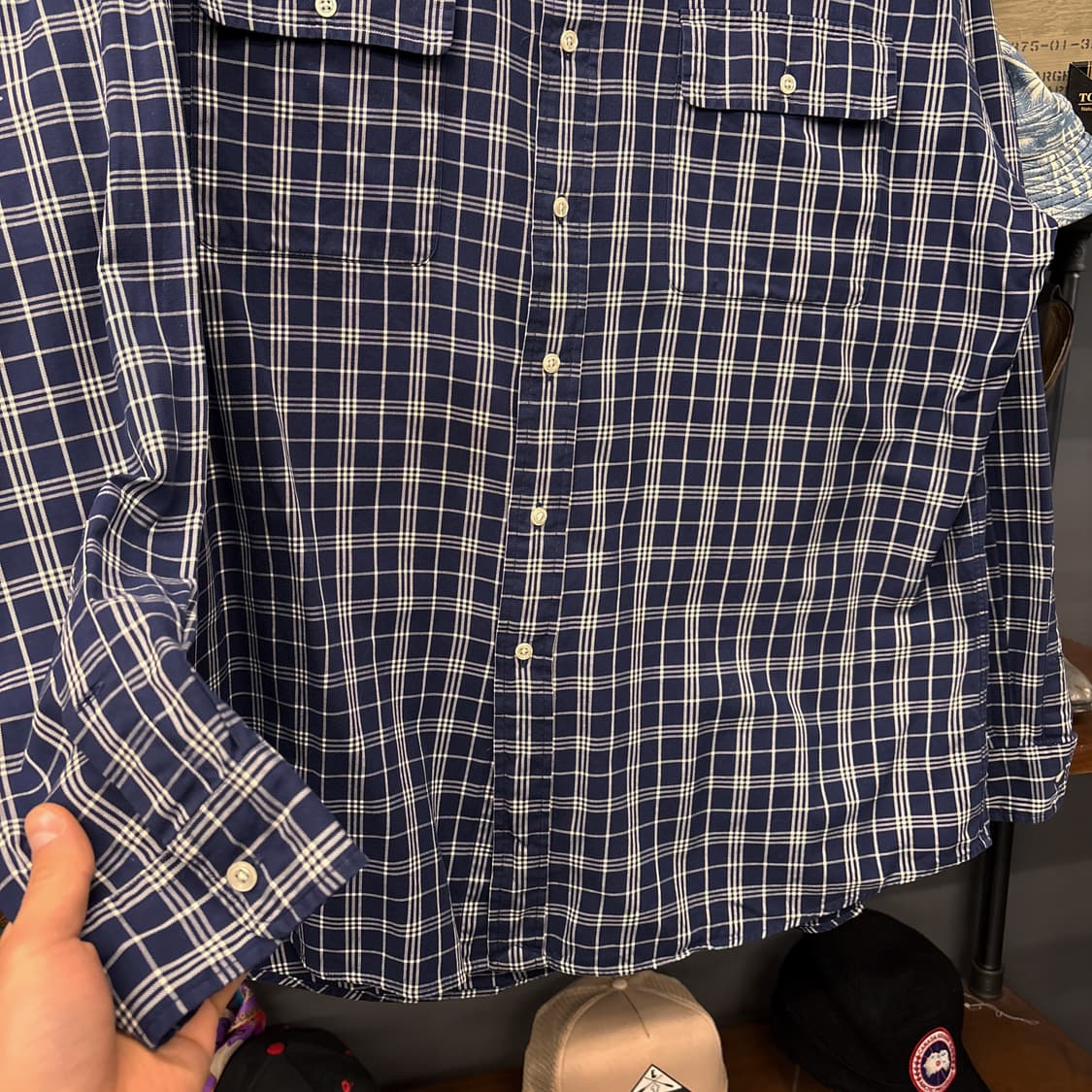 90s 폴로 랄프로렌 윗필드 오버핏 체크포켓 빅셔츠 투-플라이 N754 상품이미지4