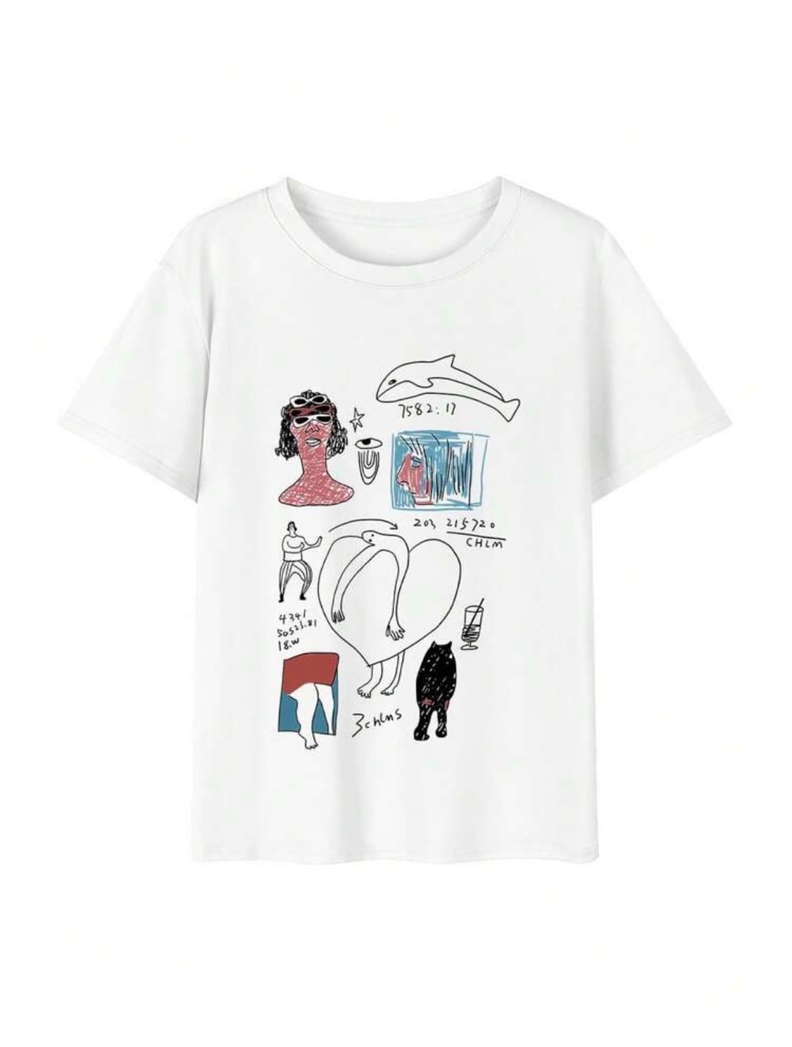 Y2k 스위트 & 쿨 그래피티 그래픽 반팔 xs 상품이미지1