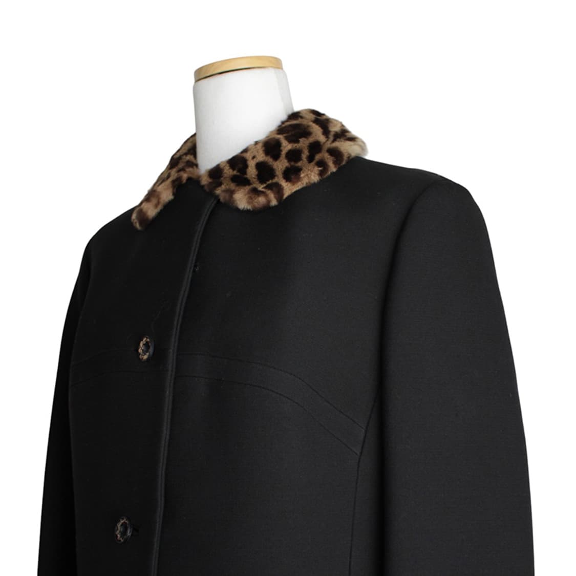 레오파드 패턴 퍼 트림 블랙 순모 자켓 66 상품이미지4