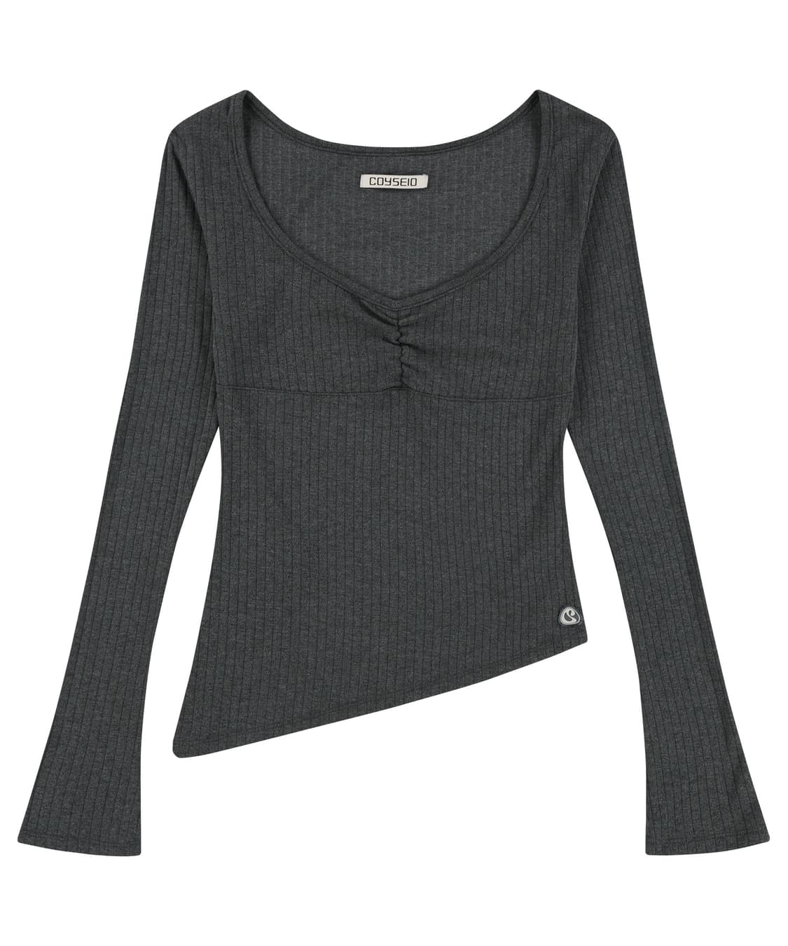COYSEIO UNBALANCE SHIRRING TOP GREY  상품이미지1