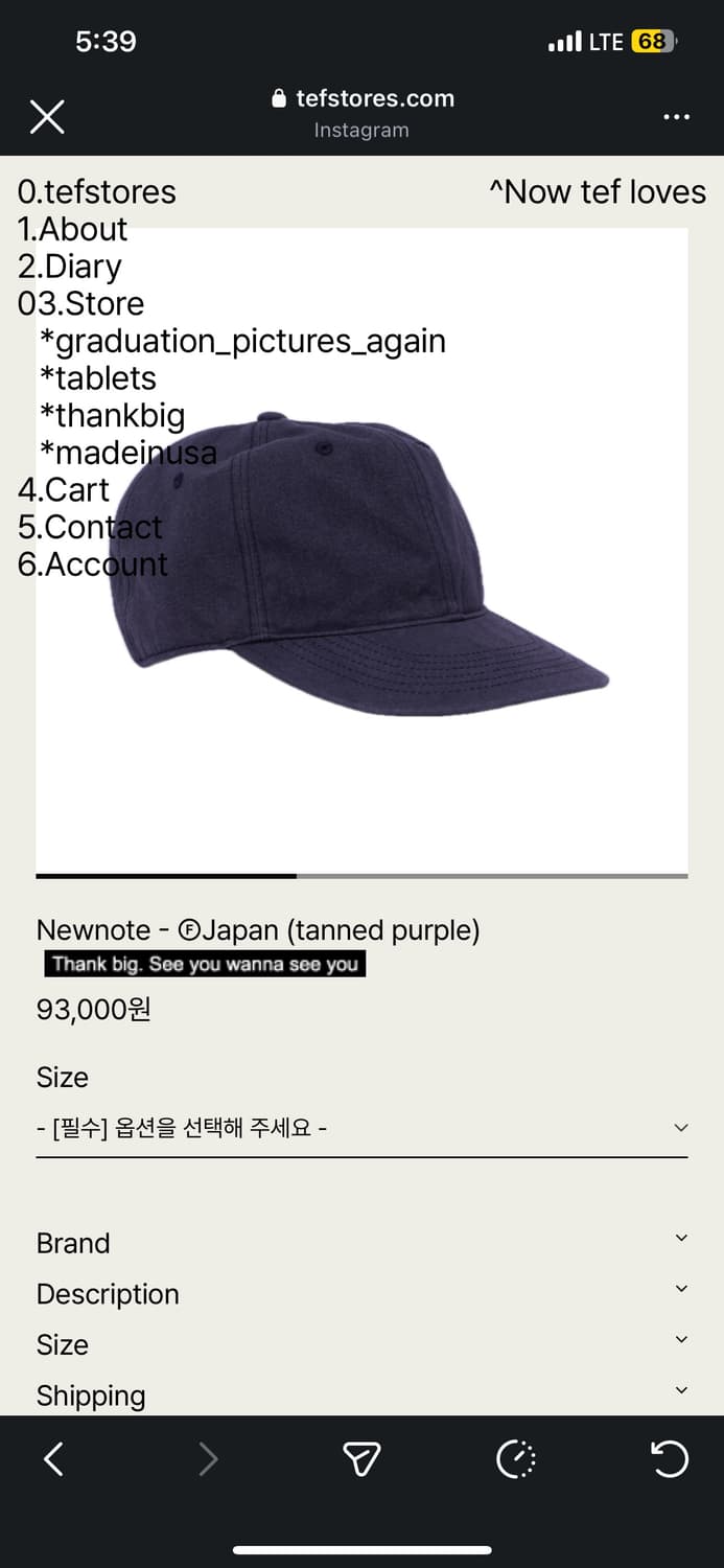 구매) 테프스토어즈 newnote tanned purple L사이즈 상품이미지1