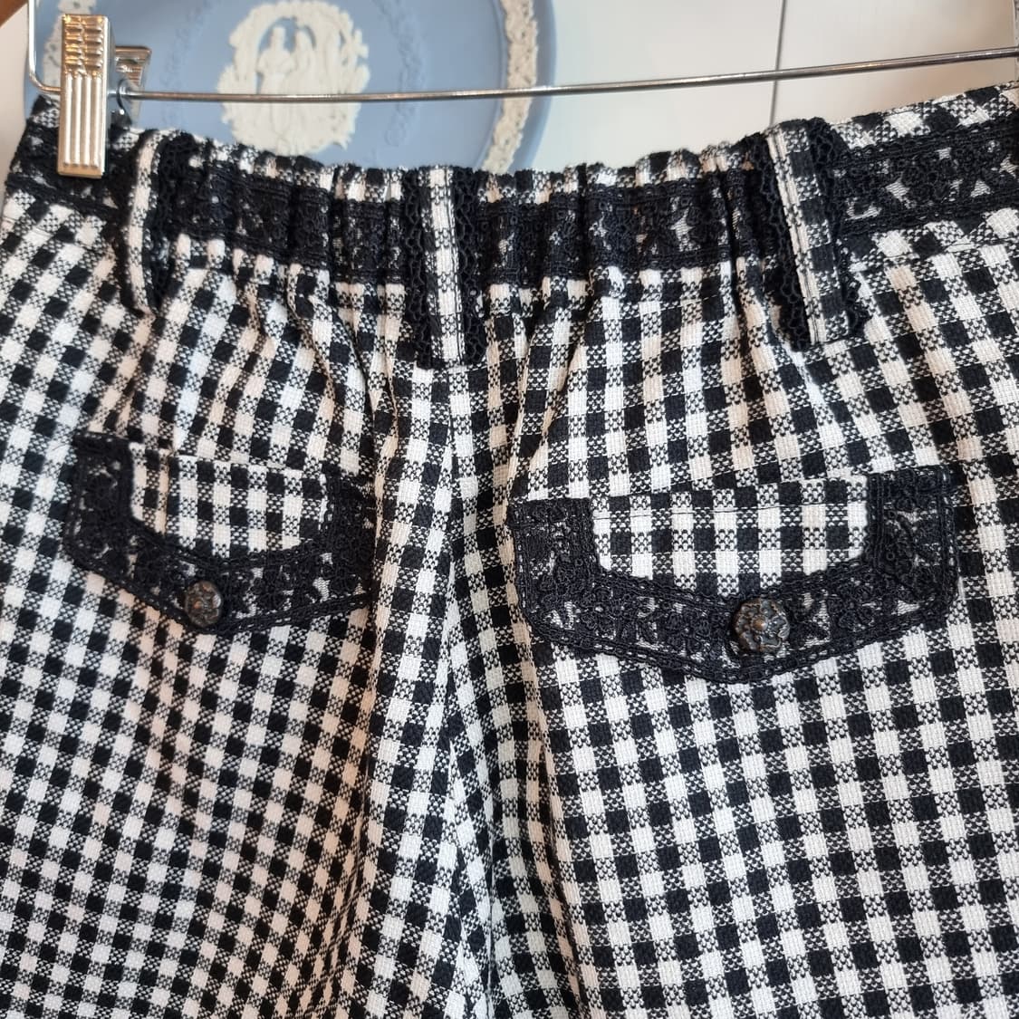 axes femme(악세즈 팜므) 깅엄체크 레이스반바지 상품이미지5