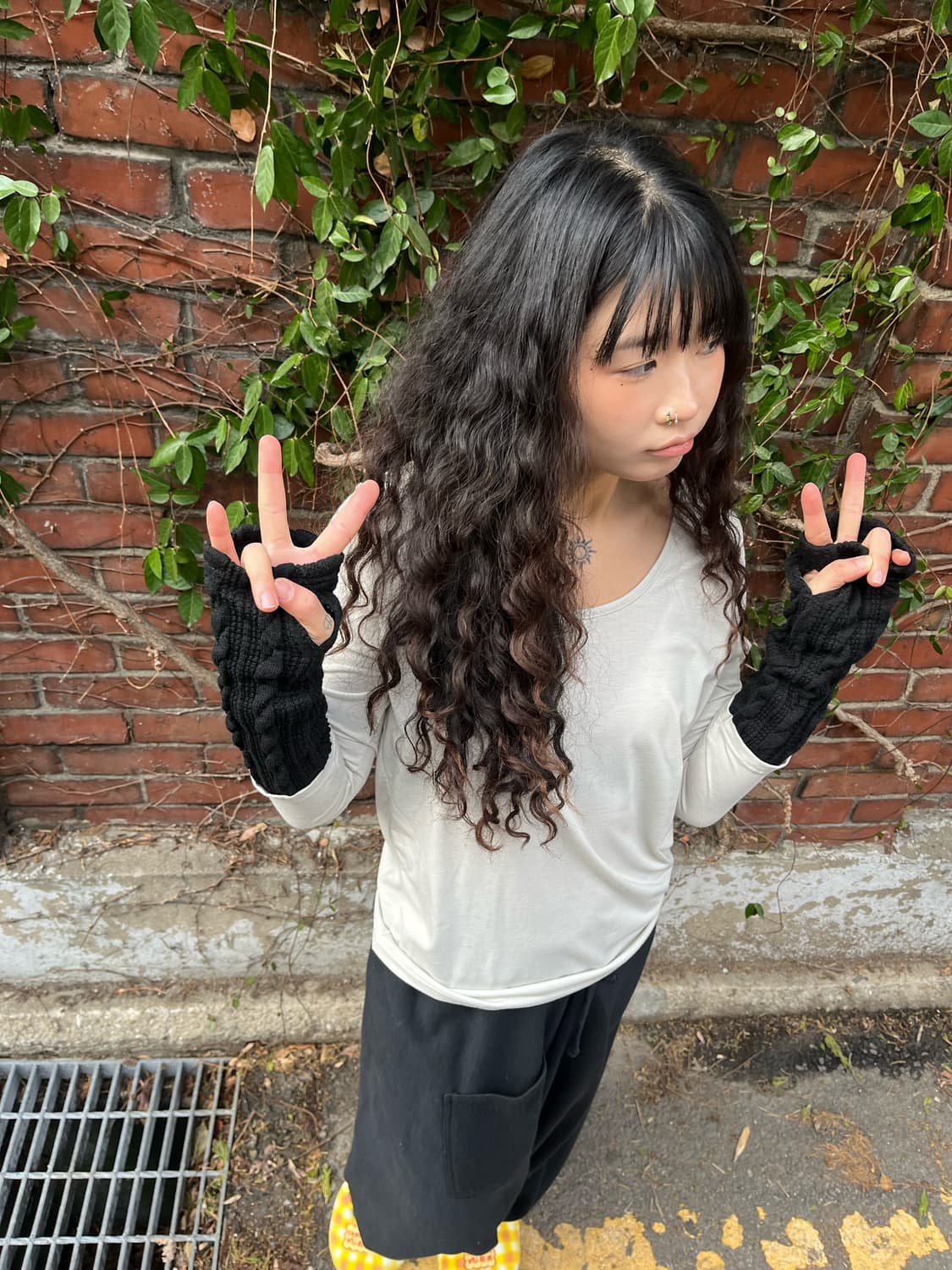 소매 꽈배기 워머 포인트 롱 슬리브 상품이미지3